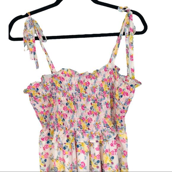 Kos Resort Floral Smocked Tie Strap Maxi Dress M - Picture 5 of 13